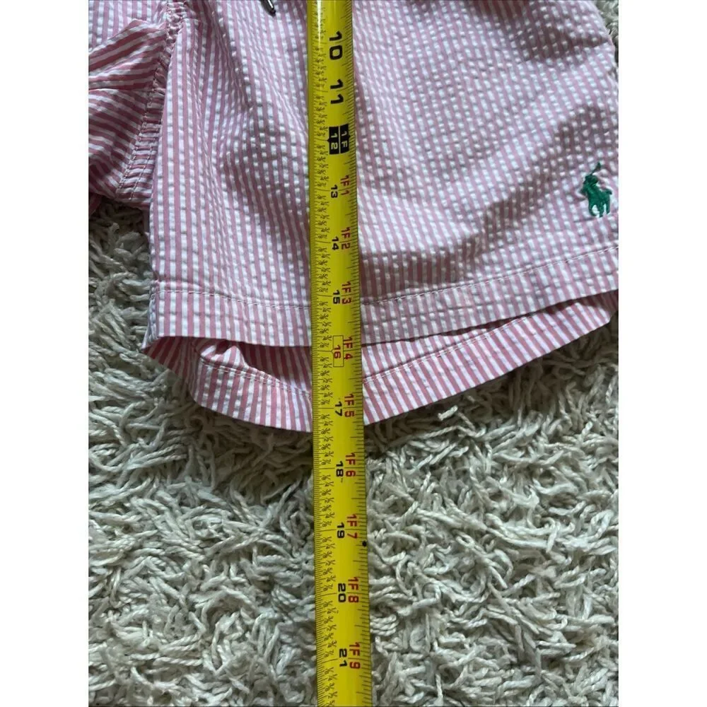 Polo Ralph Lauren Men's Small Seersucker Lined Swim Trunks Pink Striped Vintage